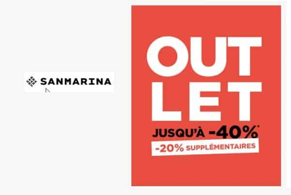 20% supplémentaire sur les offres outlet san marina