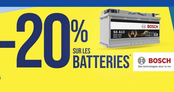 Opération Batterie Auto Bosch = 20% de remise immédiate sur Euromaster