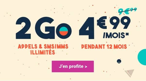 Petit forfait Mobile sans engagement illimité 2 Go Coriolis au tarif de 4,99€