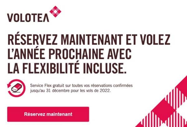 Service Flex Gratuit sur toutes vos réservations Volotea