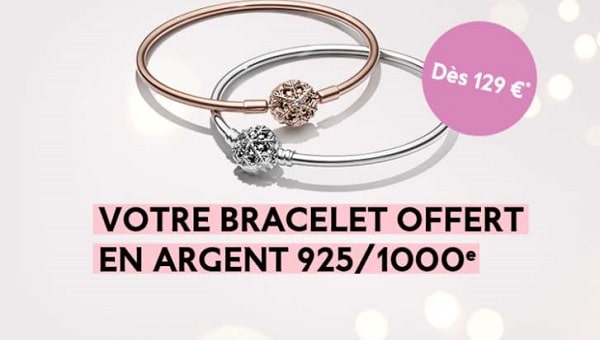 un bracelet pandora edition limitée offert pour tout achat de minimum 129€