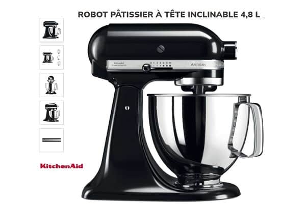 remise sur le robot pâtissier multifonction Artisan KitchenAid à tête inclinable