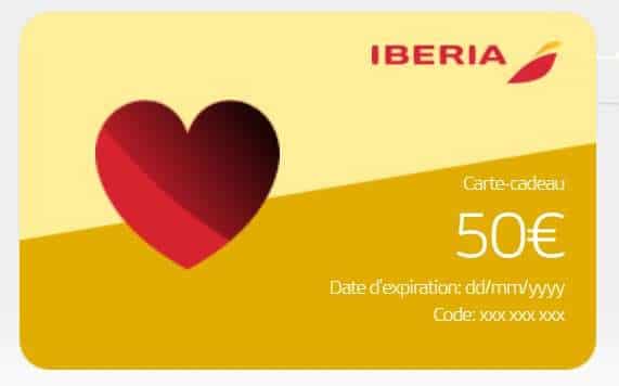 15% de remise sur toutes les cartes cadeaux Iberia (valable 1 an)