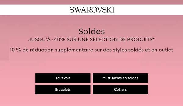 10% de remise supplémentaire sur les soldes swarovski