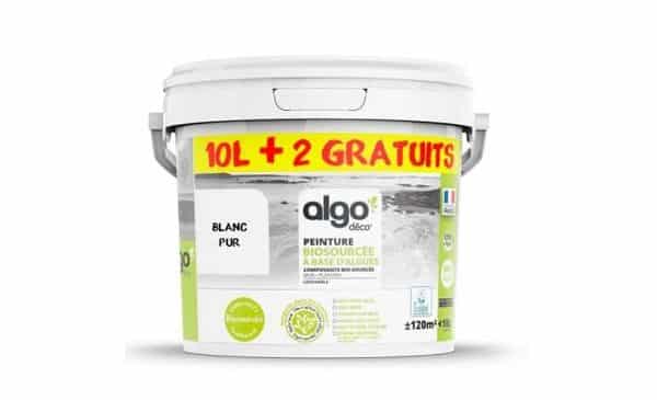 2 litres en plus sur les pots de 10 litres de peinture écologique algo blanches