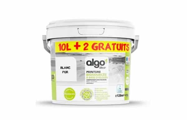 2 litres en plus sur les pots de 10 litres de peinture écologique algo blanches