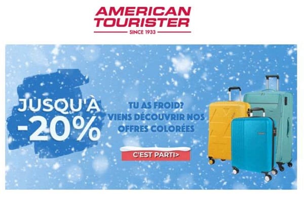 20% de remise sur des valises pendant les soldes american tourister