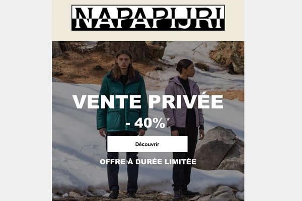 40% de remise sur Napapijri pendant la vente privée de pré-soldes