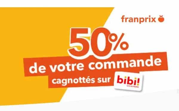 50% du prix du panier cagnotté sur la carte bibi sur vos courses en ligne franprix