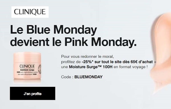 Blue Monday : 25% de remise sur tout le site Clinique (aujourd’hui uniquement) dès 65€