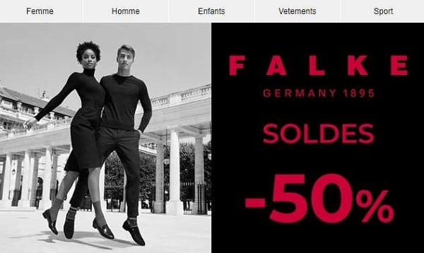 Dernière démarque des soldes FALKE : 50% sur toute la sélection de chaussettes, collants et autres