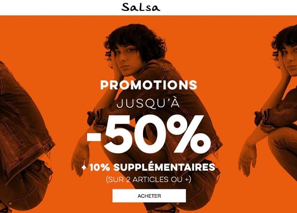 Soldes vêtements femmes et hommes SALSA avec des remises jusqu’à -50%