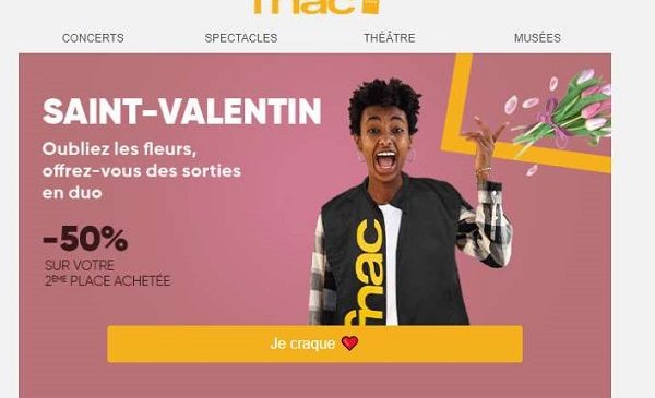 Vente flash Saint-Valentin Fnac Spectacles