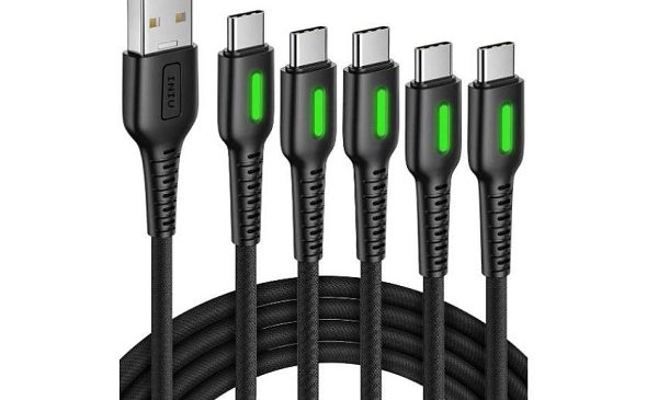 lot de 5 câbles usb de type c vers usb qc 3.0 avec témoin lumineux iniu di d3c