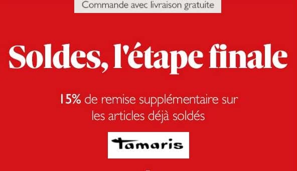 15% de remise en plus sur tous les soldes tamaris