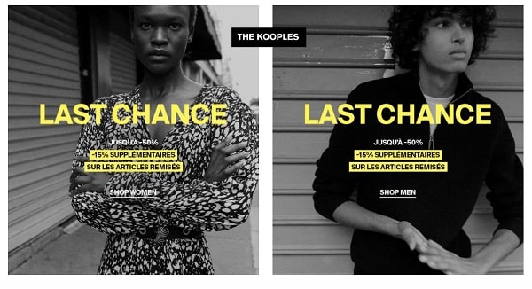 15% remise supplémentaire sur les promotions last chance the kooples