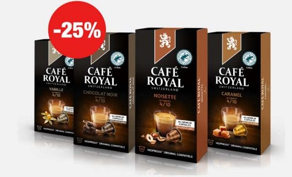 25% de remise sur les capsules aromatisées café royal compatibles nespresso