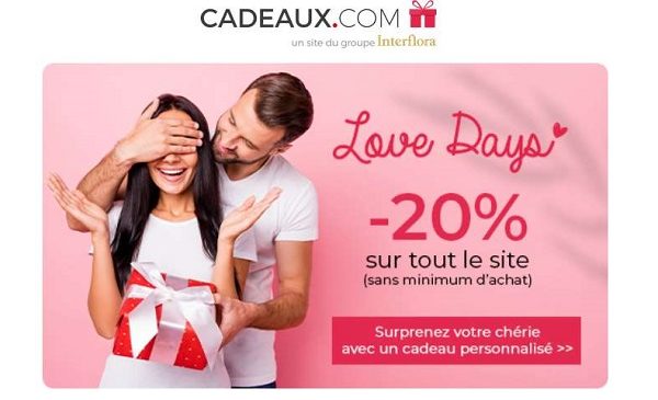 Cadeau personnalisé et original pour la Saint Valentin avec 20% de remise sur le site Cadeaux