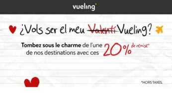 Offre spéciale Saint-Valentin Vueling 💕 20% de réduction si vous réservez aujourd’hui (voyage en mars)