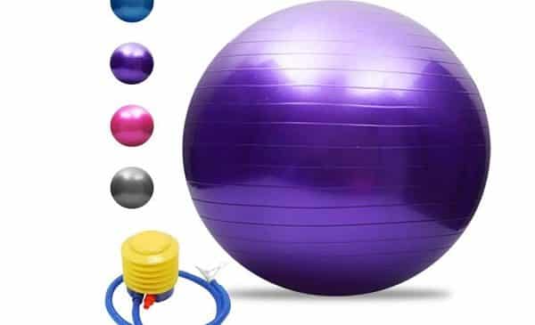 promotion ballon de yoga et pilates irfora violet + pompe