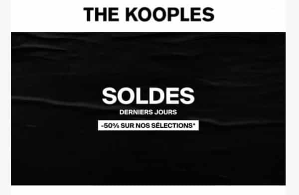 Toute dernière démarque The Kooples = toute la sélection soldes à moitié prix