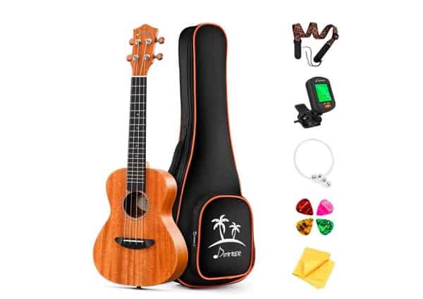 kit ukulélé 23 pouces mahogany (acajou) donner concert duc 1 + étui + leçons en ligne + 4 médiators