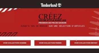 20% de remise supplémentaire sur les promotions de fins de saison Timberland (chaussures et vêtements)