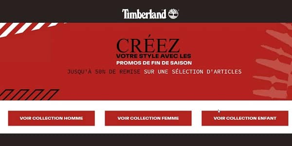 remise supplémentaire sur les promotions de fins de saison timberland