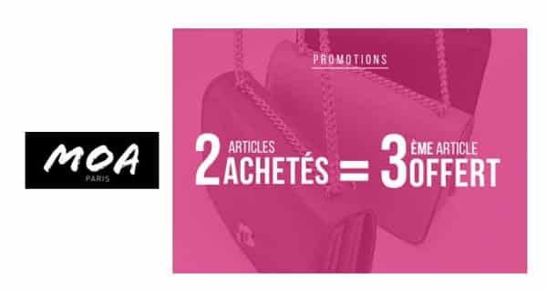 2 articles Moa en promotion achetés = le troisième gratuit