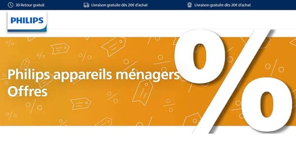 20% de remise sur tout les appareils ménagers philips même en promotion