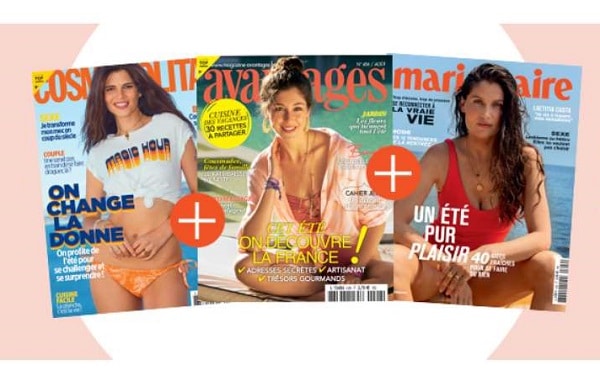 36,90€ abonnement 3 magazines pour 1 an (Marie Claire + Cosmopolitan + Avantages ou autres)