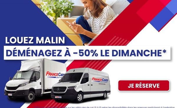 50% de remise sur la location utilitaire le dimanche avec france cars