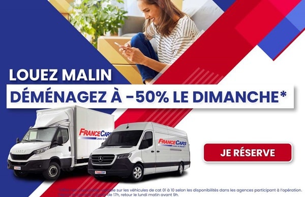 50% de remise sur la location utilitaire le dimanche avec france cars