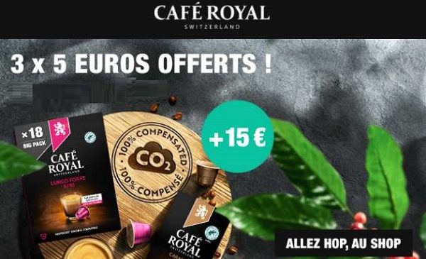 5€ de remise sur vos prochaines commandes de café café royal