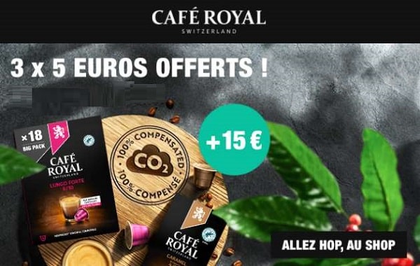 5€ de remise sur vos prochaines commandes de café café royal