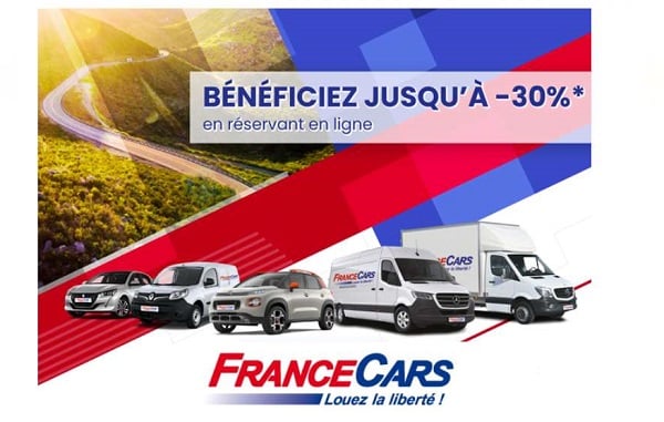 France Cars : jusqu’à 30% de réduction en réservant votre véhicule en ligne !