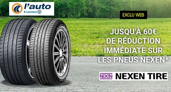 jusqu'à 60€ crédités en ticket leclerc pour l'achat de pneus nexen tires sur e. leclerc auto