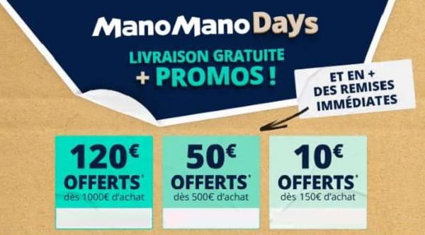 ManoMano Days : 10€ offerts dès 100€ d’achats sur ManoMano