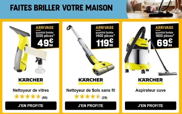 Offre ménage de printemps Electro Dépôt : bonnes affaires Karcher mais aussi aspirateurs, trottinettes et autres