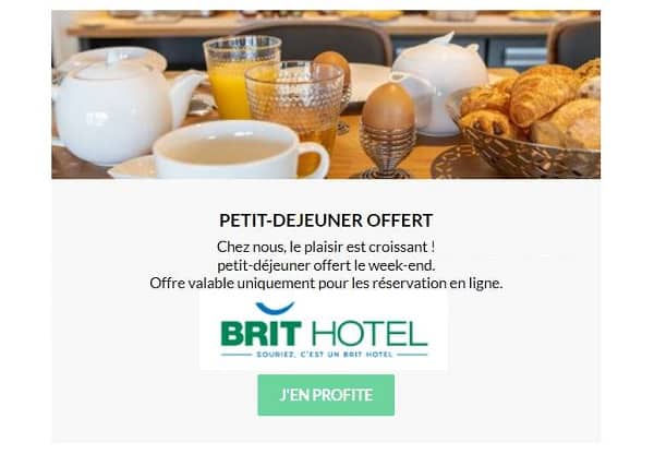 petit déjeuner offert le week end dans les hôtels brit hôtel