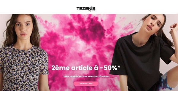 spring break tezenis = 50% sur le 2ème article acheté