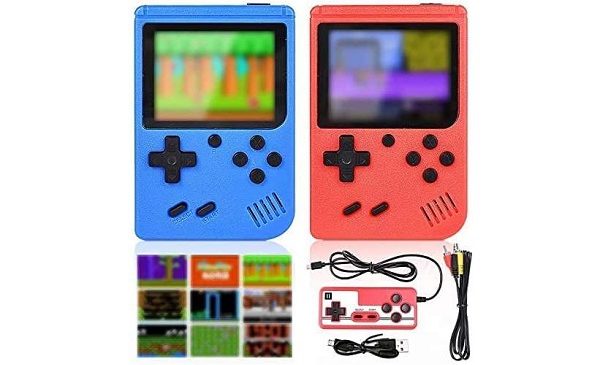 lot de 2 petites consoles portables retro goldge (500 jeux intégrés) + 1 manette