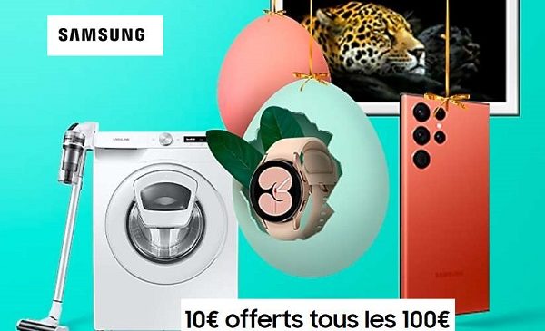 10€ offerts tous les 100€ d’achat sur la boutique Samsung