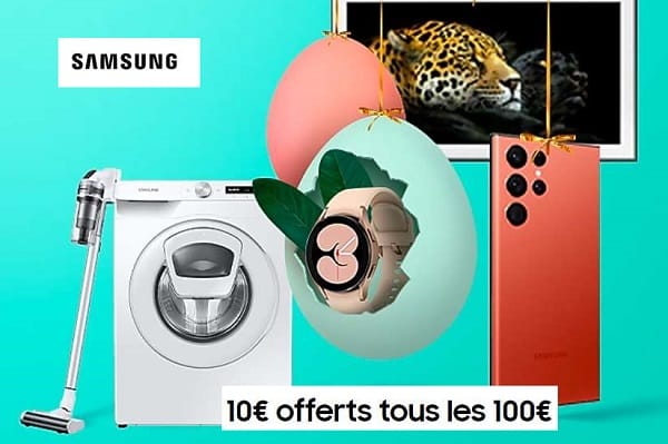 10€ offerts tous les 100€ d’achat sur la boutique Samsung