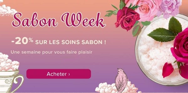 20% de remise sur les produits cosmétiques sabon