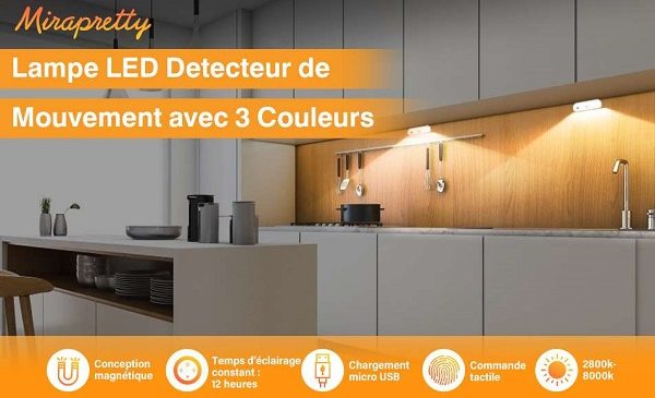 50% de remise sur les lampes led pour placard avec détecteur de mouvement rechargeable mirapretty