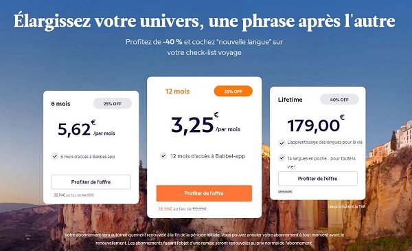 offre spéciale travel de babbel