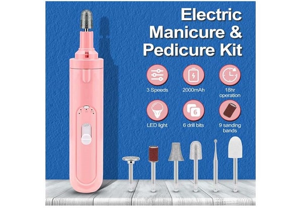kit électrique de manucure et pédicure freelionvon avec 6 accessoires