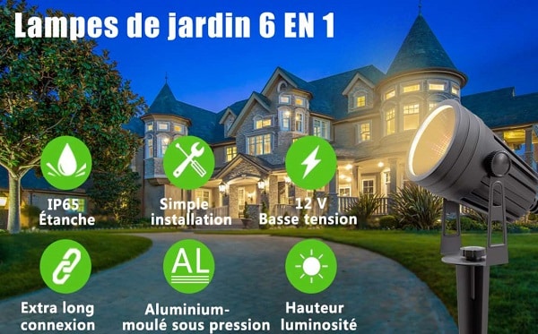 lot de 6 spots de jardin led 6x3w azhien