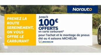 2 ou 4 pneus Michelin achetés = jusqu’à 100€ de carburant offert (Norauto)